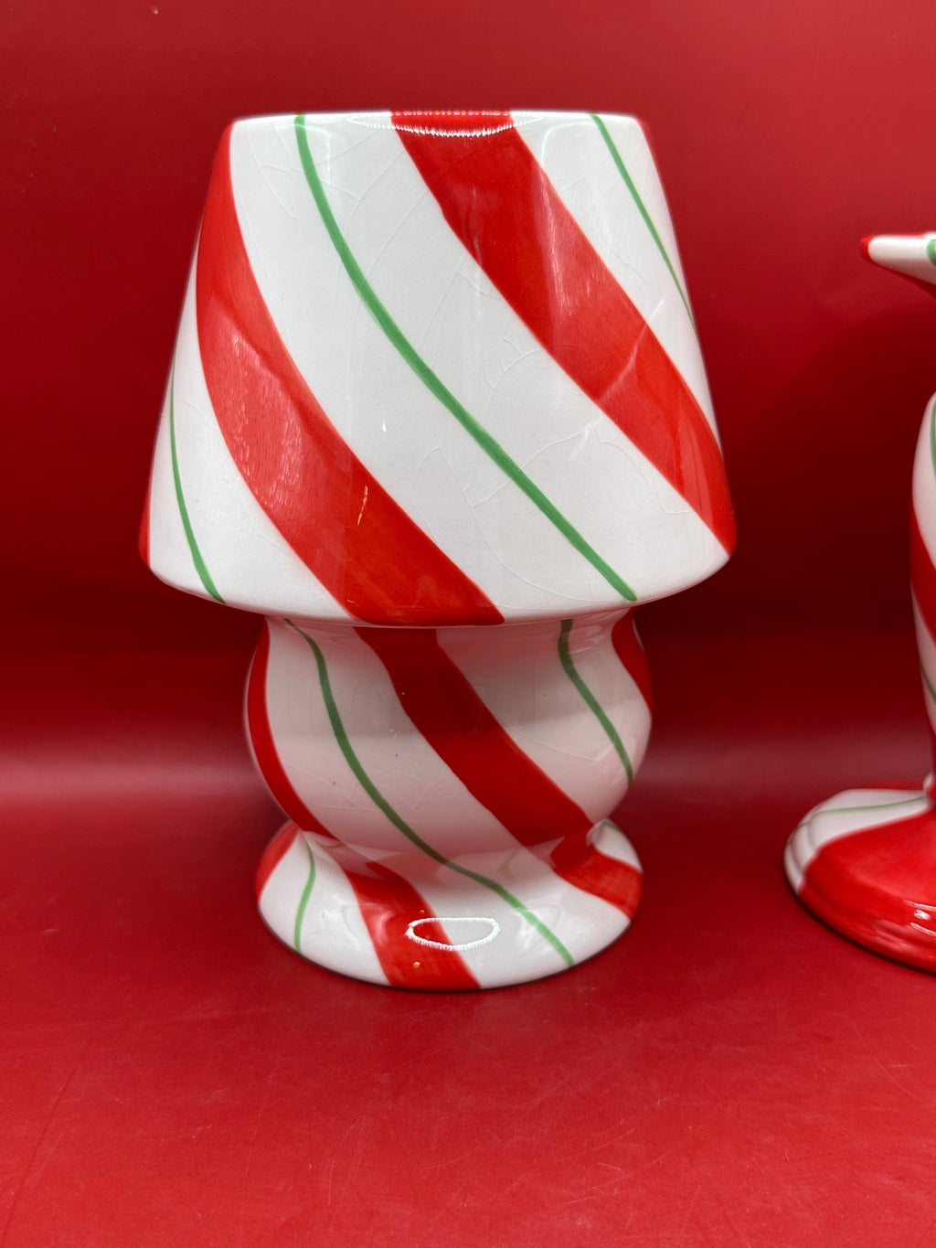 Peppermint Swirl Christmas Candle Holder – 3 Piece Set La Vie Bien Peppermint Swirl Christmas Candle Holder – 3 Piece Set