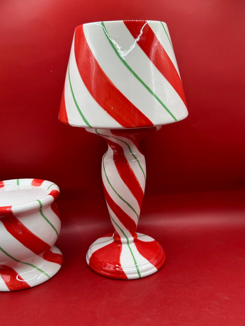 Peppermint Swirl Christmas Candle Holder – 3 Piece Set La Vie Bien Peppermint Swirl Christmas Candle Holder – 3 Piece Set