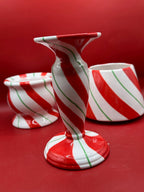 Peppermint Swirl Christmas Candle Holder – 3 Piece Set La Vie Bien Peppermint Swirl Christmas Candle Holder – 3 Piece Set