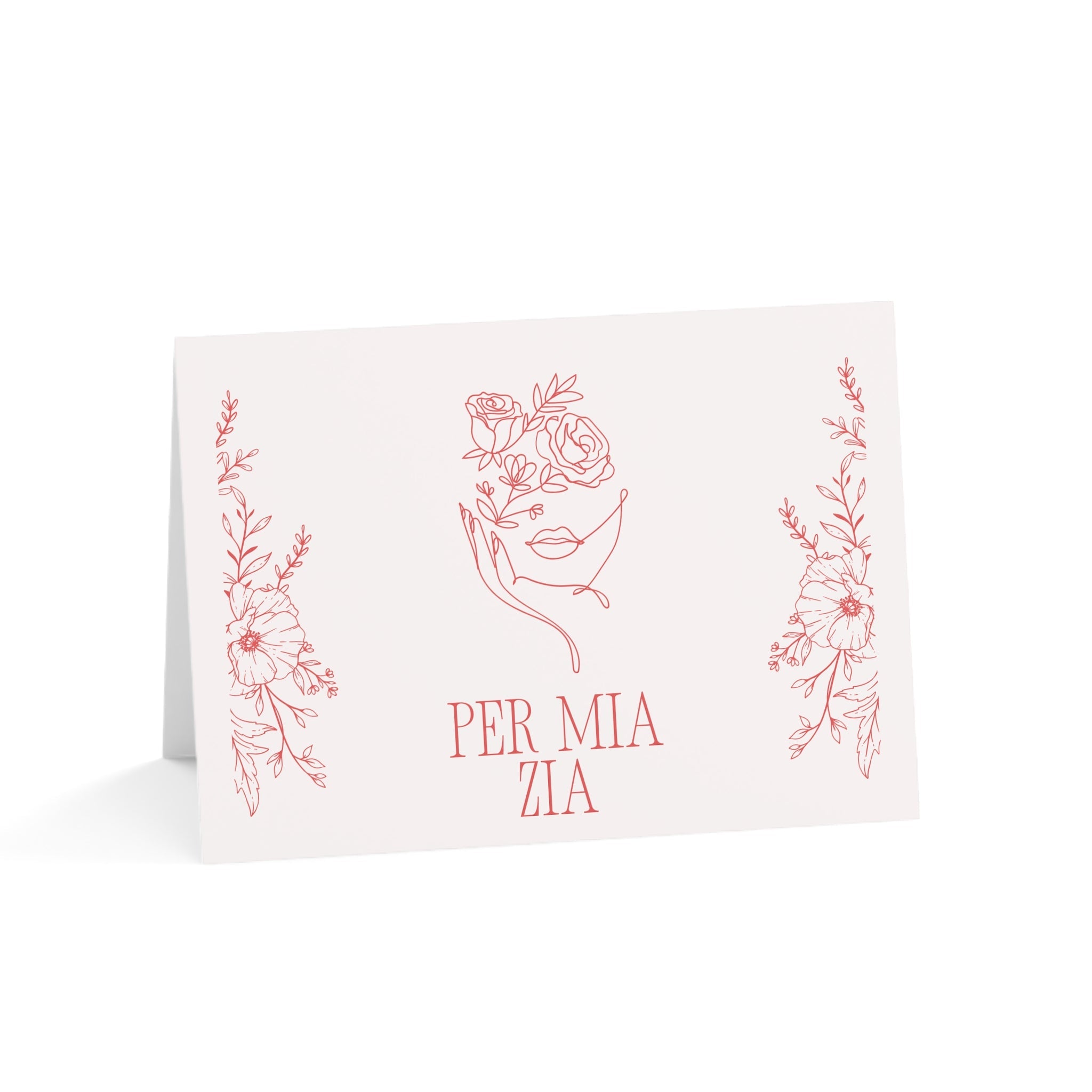 Per Mia Zia Italian Aunt pink Greeting Card, Floral Line Art Card with envelope included, blank inside Paper products La Vie Bien Per Mia Zia Italian Aunt pink Greeting Card, Floral Line Art Card with envelope included, blank inside