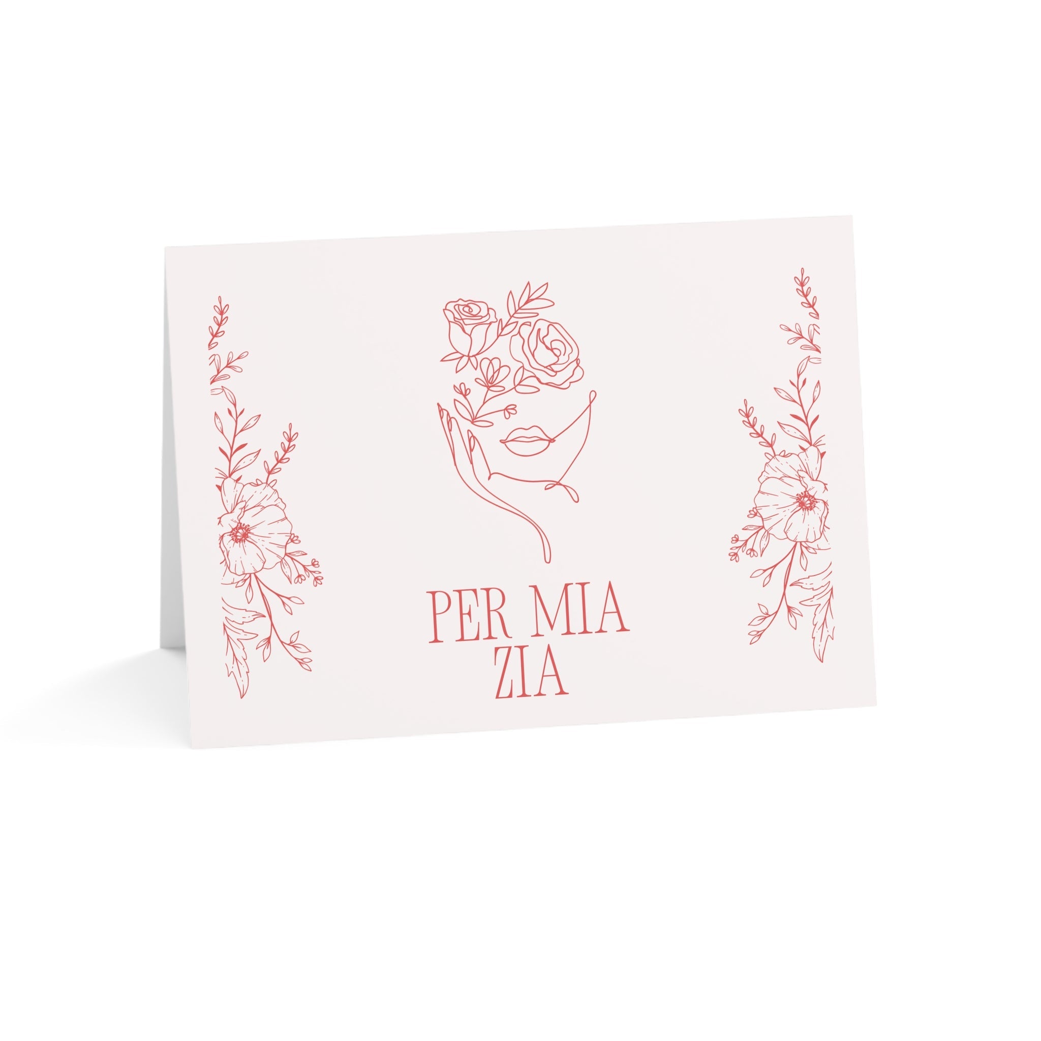 Per Mia Zia Italian Aunt pink Greeting Card, Floral Line Art Card with envelope included, blank inside Paper products La Vie Bien Per Mia Zia Italian Aunt pink Greeting Card, Floral Line Art Card with envelope included, blank inside