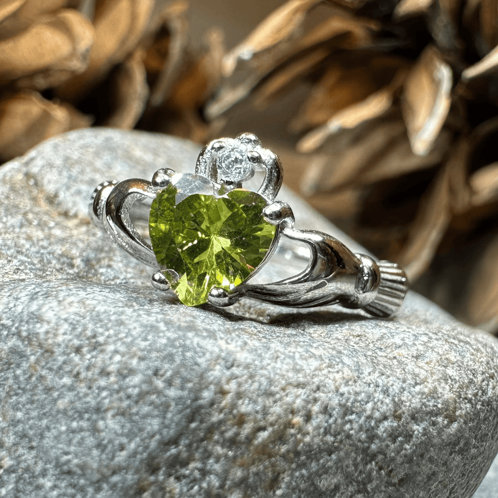 Peridot Green Claddagh Ring Ring La Vie Bien Peridot Green Claddagh Ring