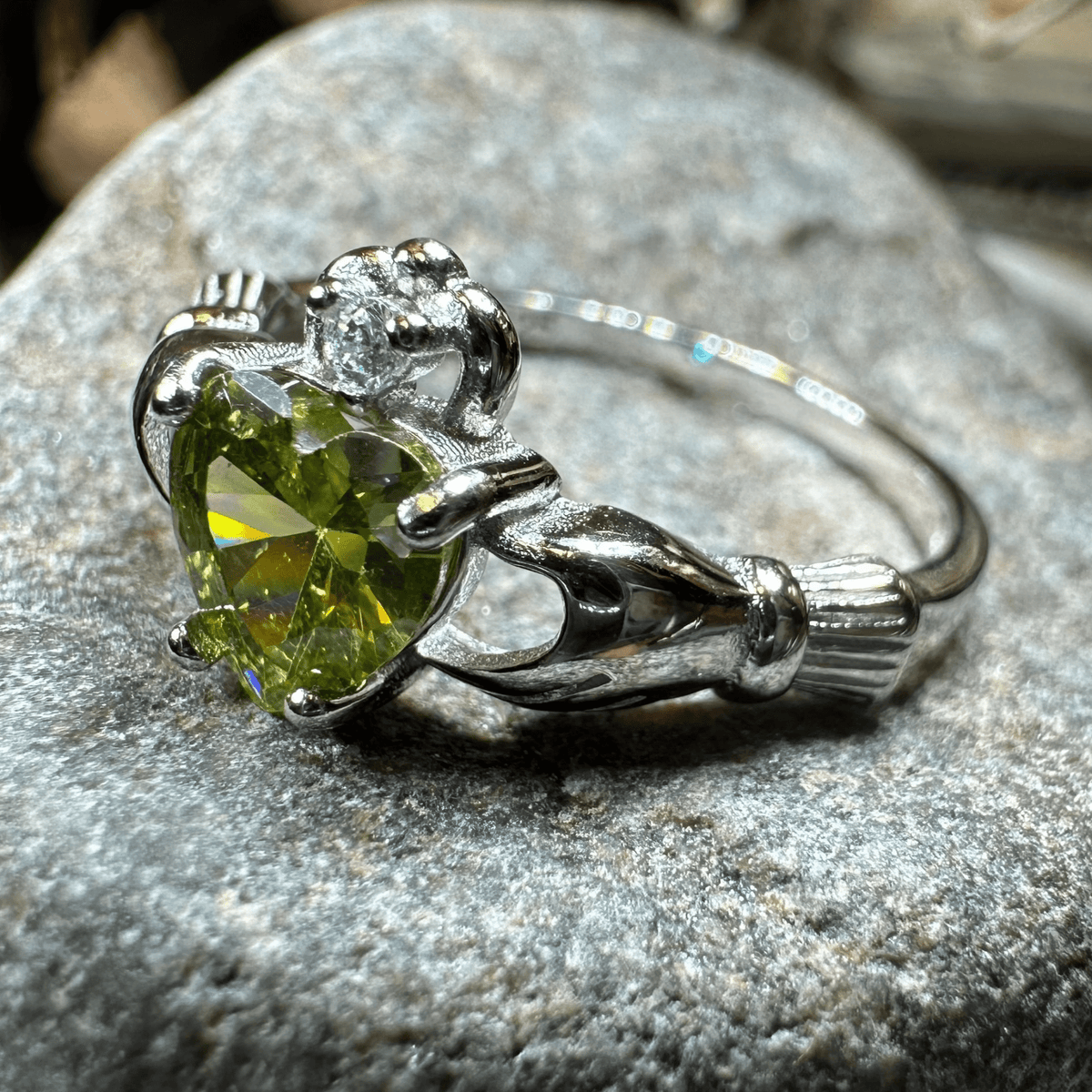 Peridot Green Claddagh Ring Ring La Vie Bien Peridot Green Claddagh Ring