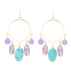 Purple Periwinkle Amethyst and Blue Magnesite Golden Chandelier Earrings by Barse Jewelry