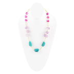 Purple Periwinkle Amethyst and Blue Turquoise Long Golden Necklace by Barse Jewelry