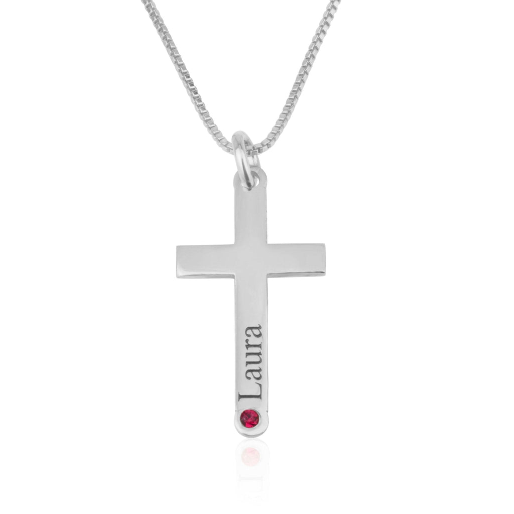 Persoanlized Cross Necklace With Name And Birthstone La Vie Bien Persoanlized Cross Necklace With Name And Birthstone