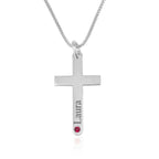 Persoanlized Cross Necklace With Name And Birthstone La Vie Bien Persoanlized Cross Necklace With Name And Birthstone