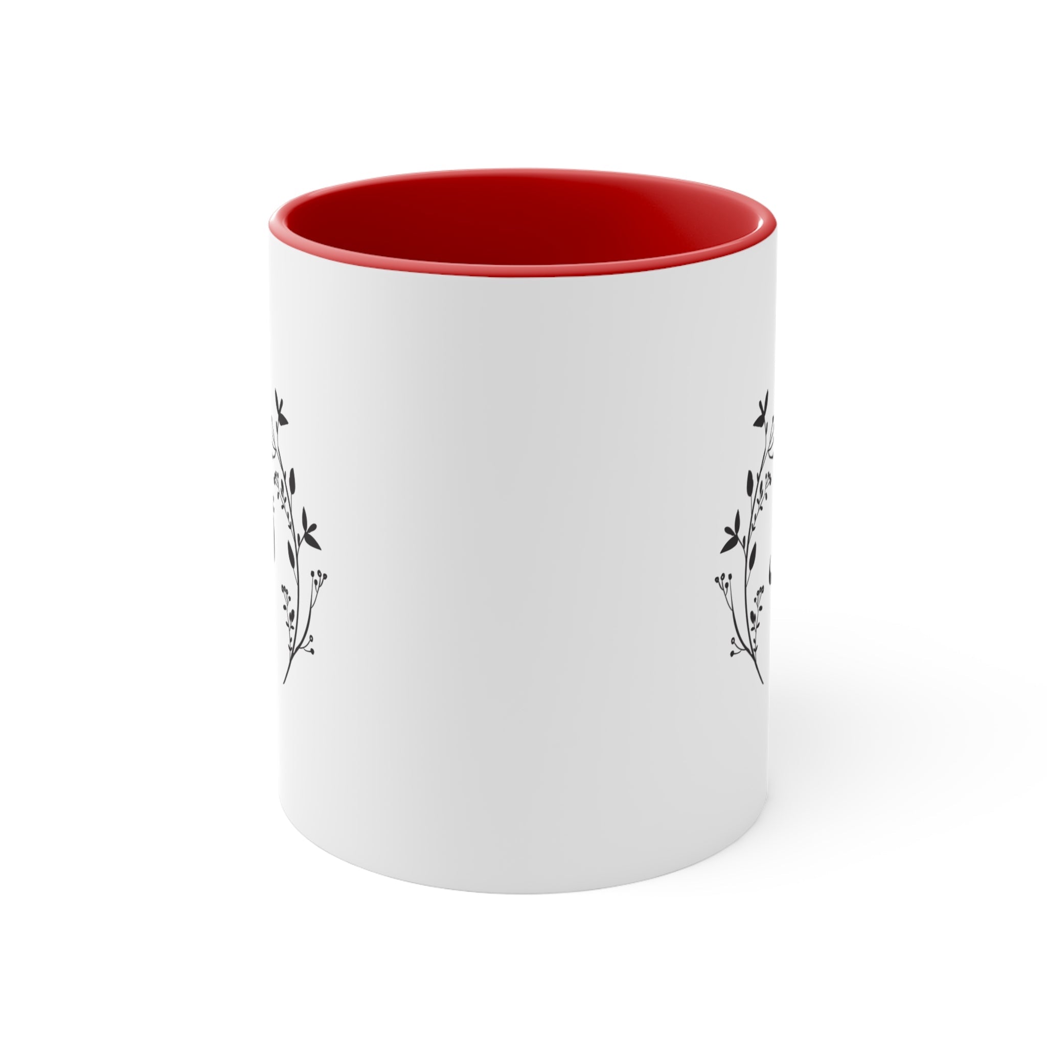 Personalized Arabic name Accent Mug, Floral Accent Rim Handle Mug La Vie Bien Personalized Arabic name Accent Mug, Floral Accent Rim Handle