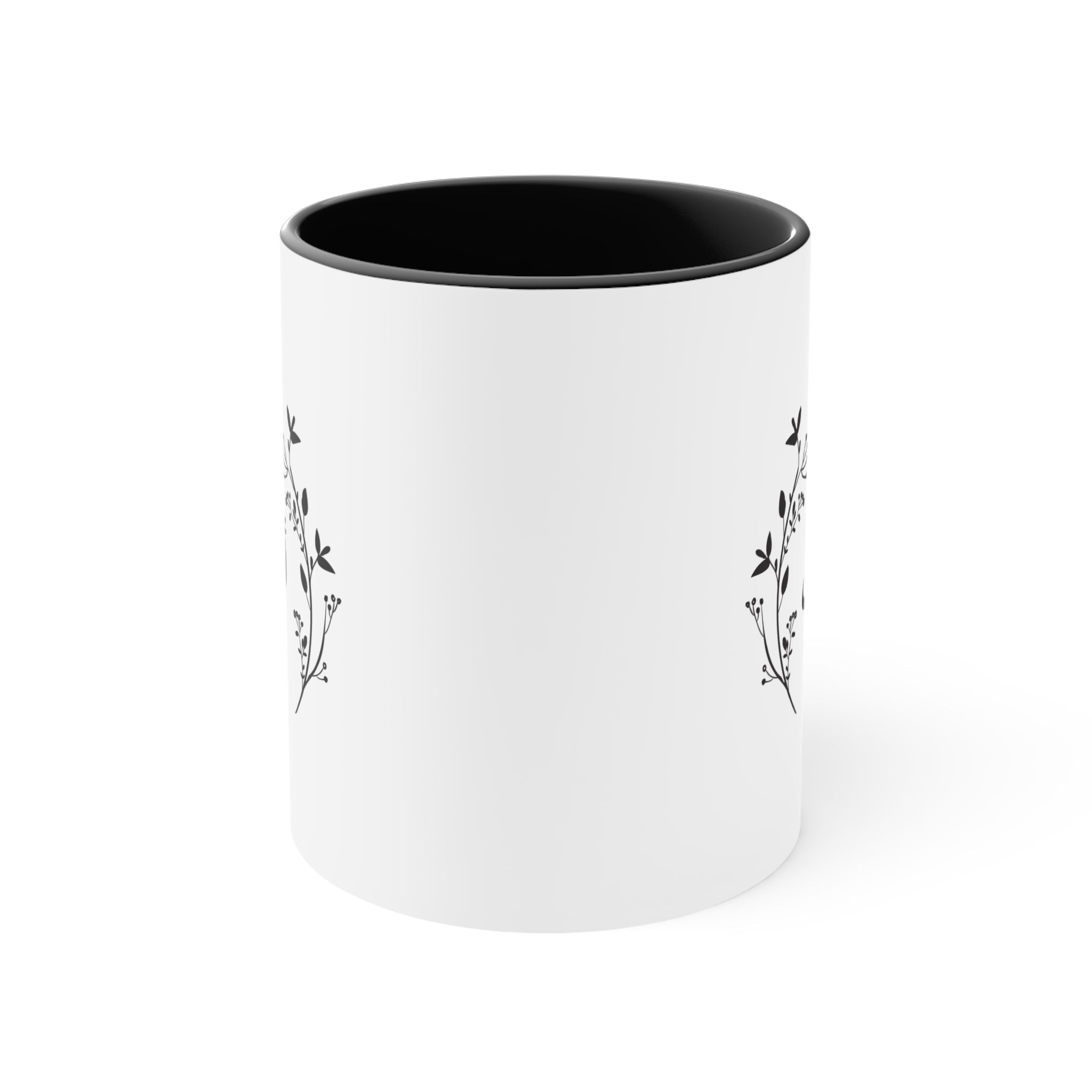 Personalized Arabic name Accent Mug, Floral Accent Rim Handle Mug La Vie Bien Personalized Arabic name Accent Mug, Floral Accent Rim Handle
