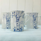 Personalized Ceramic Birch Mug Set – Custom Initials in Heart Design by rust designs