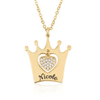 Personalized Crown Necklace With Heart And Name La Vie Bien Personalized Crown Necklace With Heart And Name