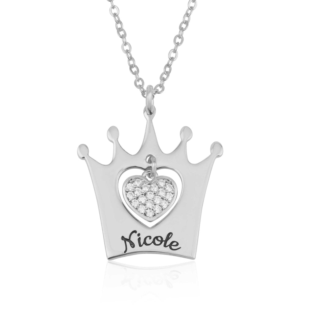 Personalized Crown Necklace With Heart And Name La Vie Bien Personalized Crown Necklace With Heart And Name