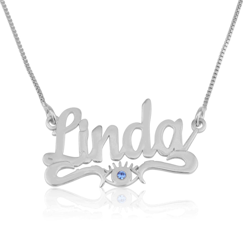 Personalized Evil Eye Necklace With English Name La Vie Bien Personalized Evil Eye Necklace With English Name