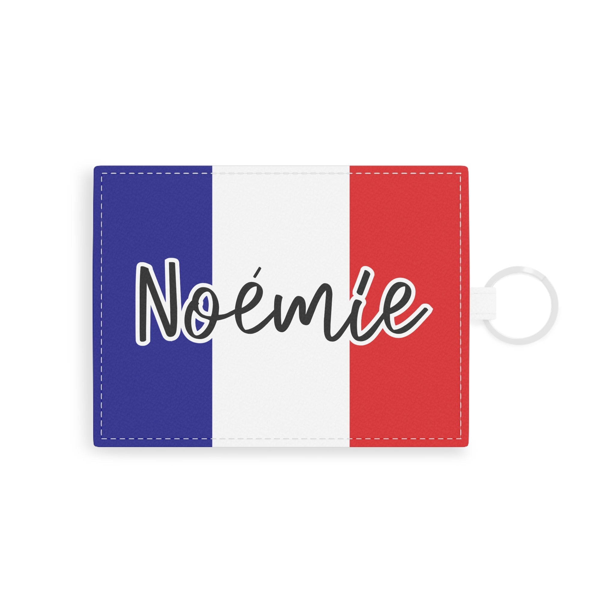 Personalized French Flag Name Card Holder wallet, faux Leather Accessories La Vie Bien Personalized French Flag Name Card Holder wallet, faux Leather