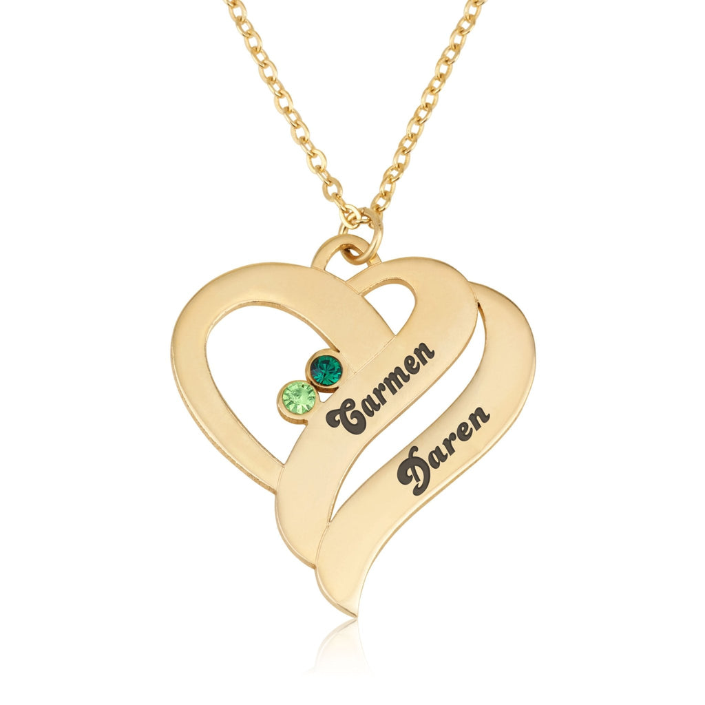 Personalized Heart Necklace With Swarovski Birthstones La Vie Bien Personalized Heart Necklace With Swarovski Birthstones