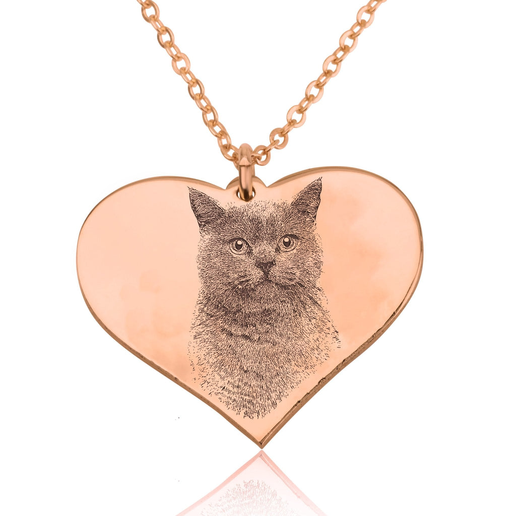 Personalized Heart With Engrave Pet Photo Necklace La Vie Bien Personalized Heart With Engrave Pet Photo Necklace