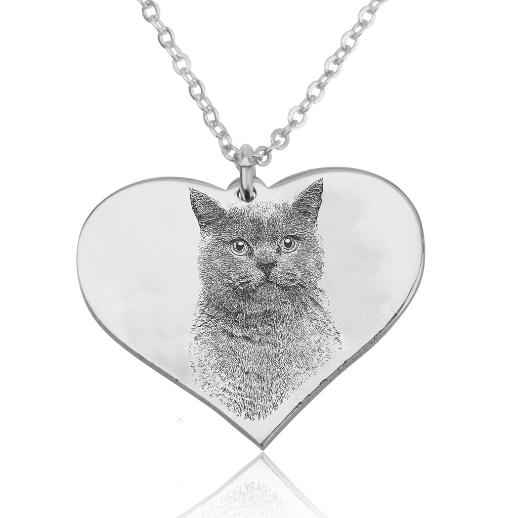 Personalized Heart With Engrave Pet Photo Necklace La Vie Bien Personalized Heart With Engrave Pet Photo Necklace