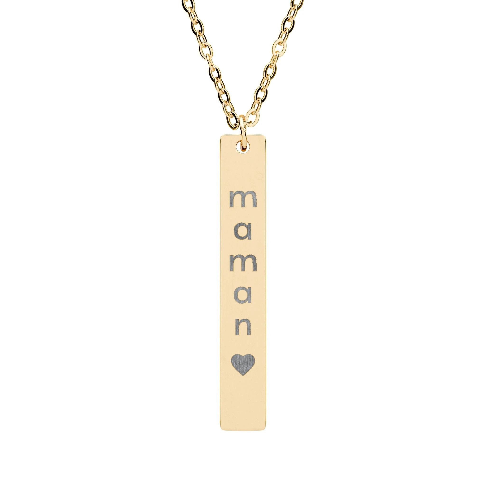 Personalized maman Vertical Bar Necklace, Engraved Jewelry Gift for Moms, Custom Name Necklace, Meaningful Mothers Day Gift, Dainty by Printify