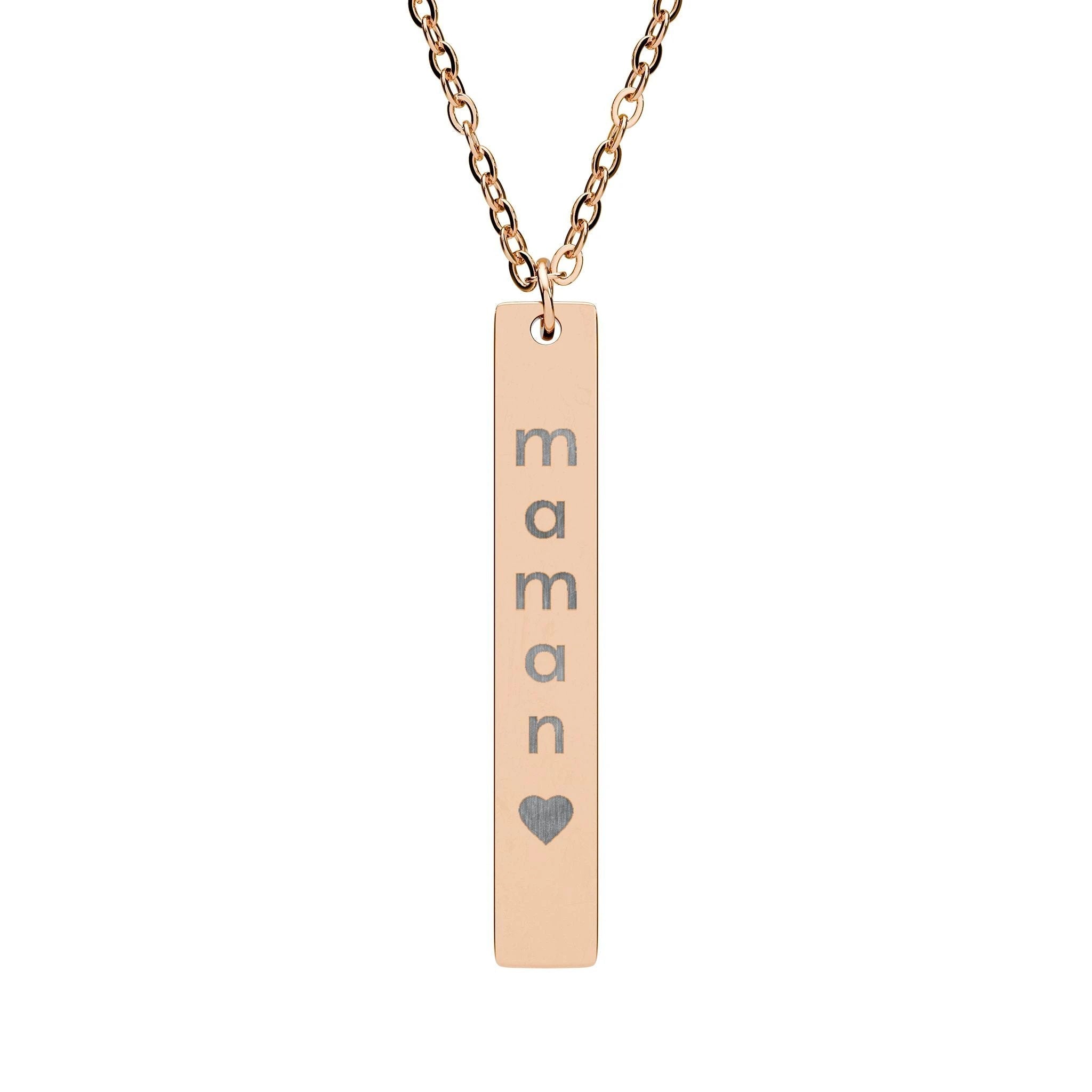 Personalized maman Vertical Bar Necklace, Engraved Jewelry Gift for Moms, Custom Name Necklace, Meaningful Mothers Day Gift, Dainty by Printify