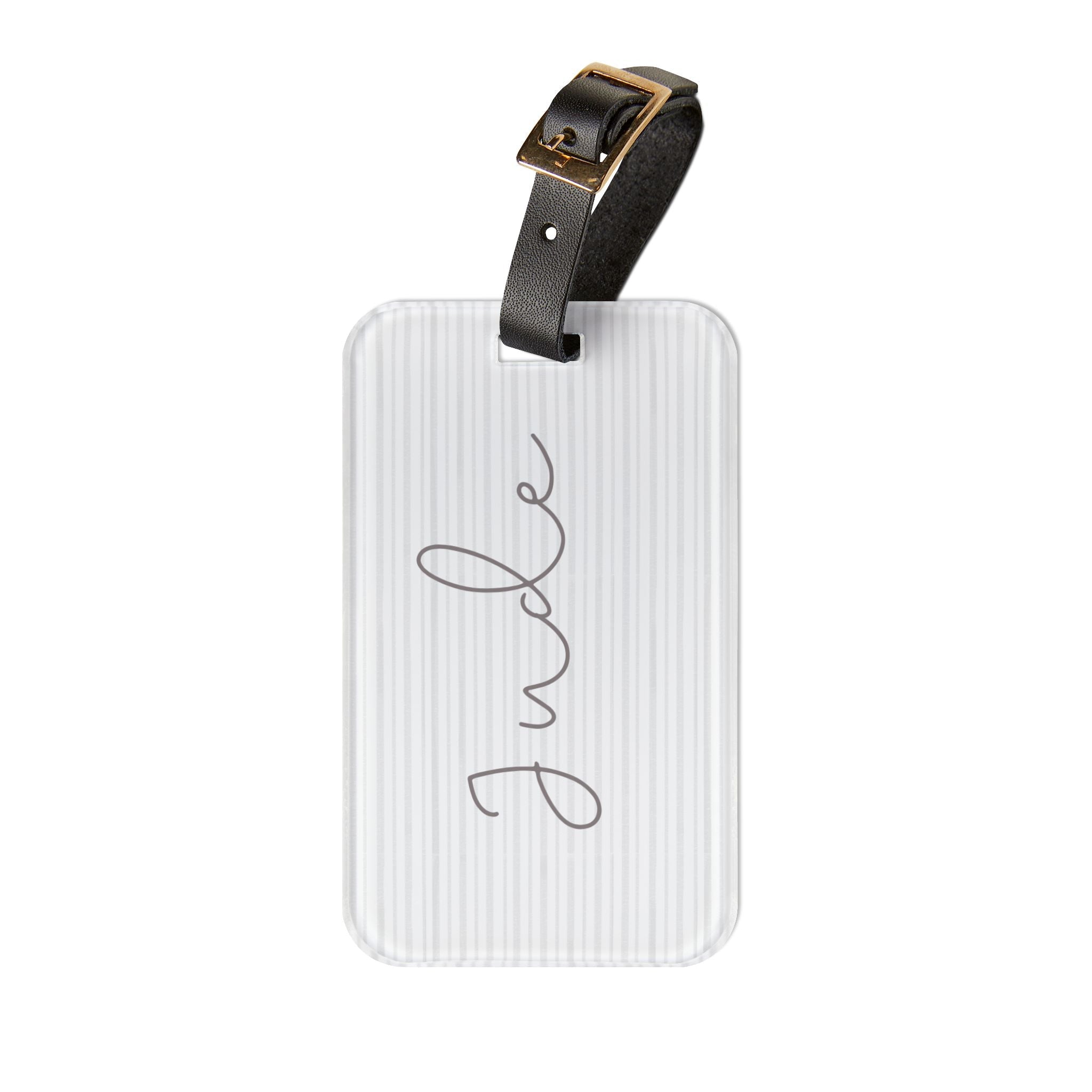 Personalized Minimalist Luggage Tag, Custom Script Name on Subtle Striped Background Accessories La Vie Bien Personalized Minimalist Luggage Tag, Custom Script Name on Subtle Striped Background