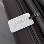 Personalized Minimalist Luggage Tag, Custom Script Name on Subtle Striped Background Accessories La Vie Bien Personalized Minimalist Luggage Tag, Custom Script Name on Subtle Striped Background