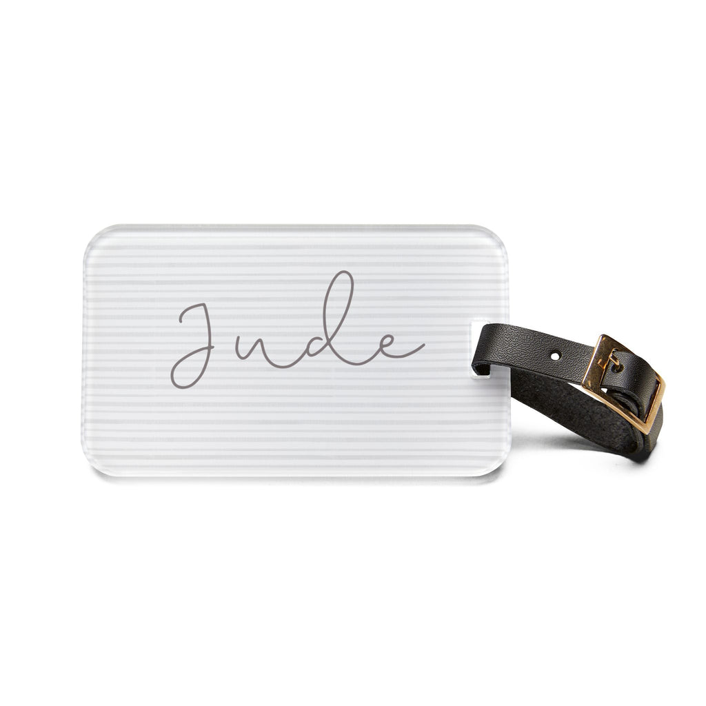 Personalized Minimalist Luggage Tag, Custom Script Name on Subtle Striped Background Accessories La Vie Bien Personalized Minimalist Luggage Tag, Custom Script Name on Subtle Striped Background