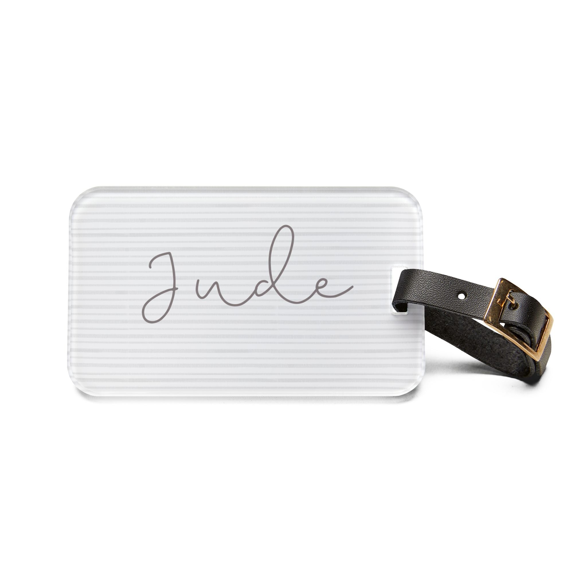 Personalized Minimalist Luggage Tag, Custom Script Name on Subtle Striped Background Accessories La Vie Bien Personalized Minimalist Luggage Tag, Custom Script Name on Subtle Striped Background