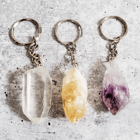 Personalized Raw Crystal Keychain Key Chain La Vie Bien Personalized Raw Crystal Keychain
