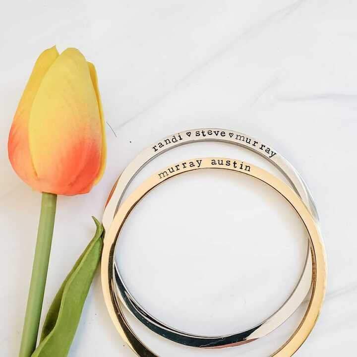 Personalized Stainless Steel Bangle Bracelet Stamped Bangles La Vie Bien Personalized Stainless Steel Bangle Bracelet
