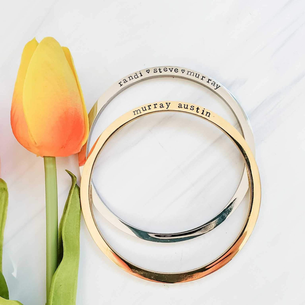 Personalized Stainless Steel Bangle Bracelet Stamped Bangles La Vie Bien Personalized Stainless Steel Bangle Bracelet