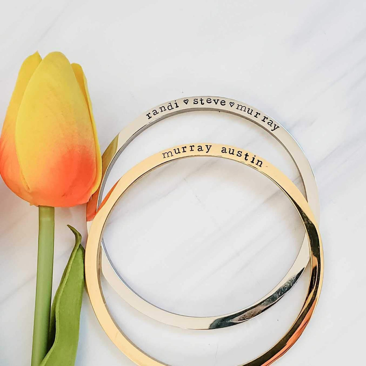 Personalized Stainless Steel Bangle Bracelet Stamped Bangles La Vie Bien Personalized Stainless Steel Bangle Bracelet