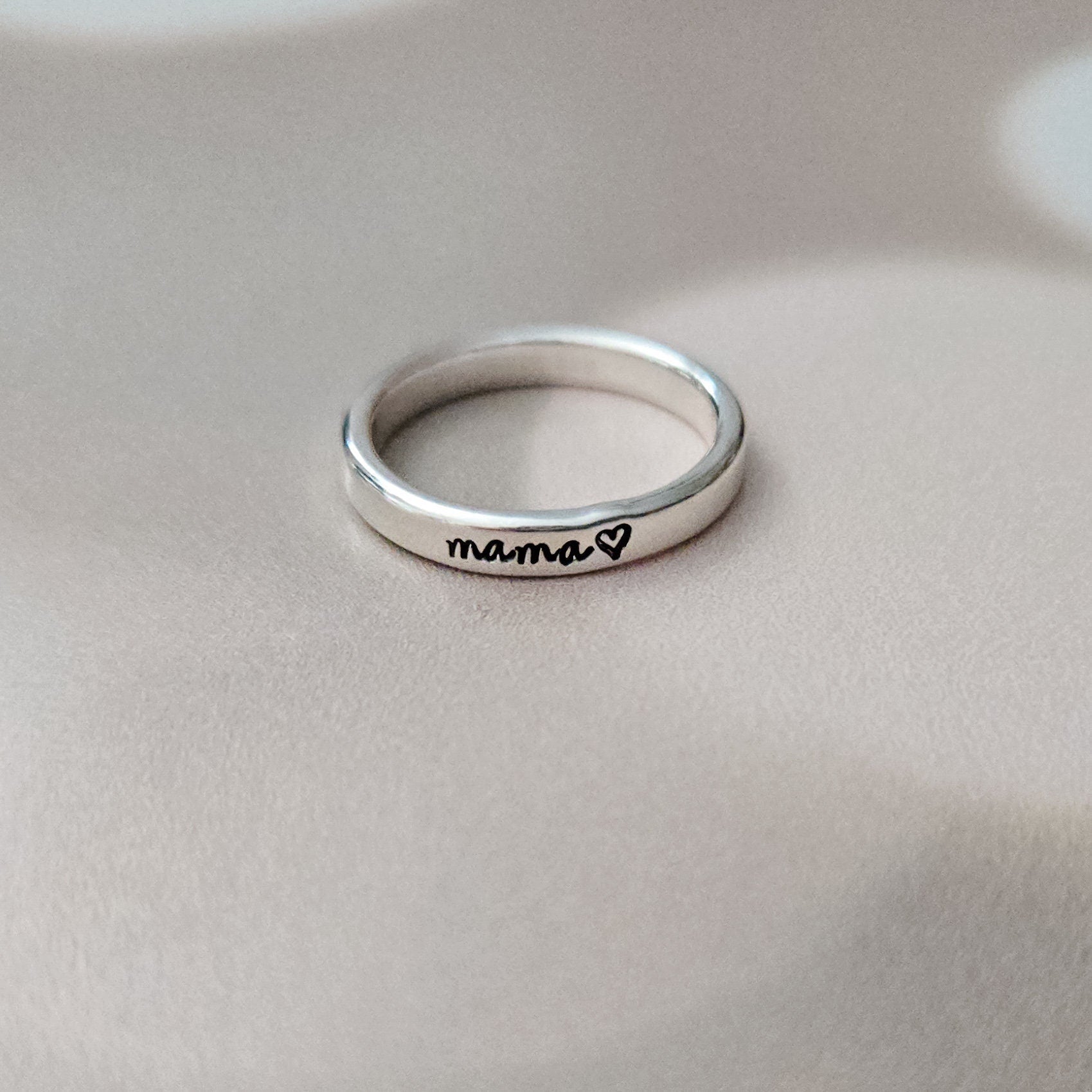 Personalized Sterling Silver Mama Ring - Custom Name Stacking Ring Finger Rings La Vie Bien Personalized Sterling Silver Mama Ring - Custom Name Stacking Ring