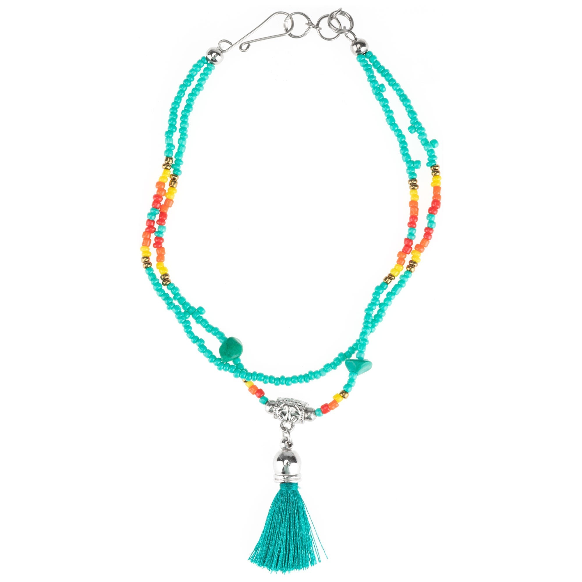 Peruvian Hand Beaded Tassel Anklet Anklets - Fashion La Vie Bien Peruvian Hand Beaded Tassel Anklet