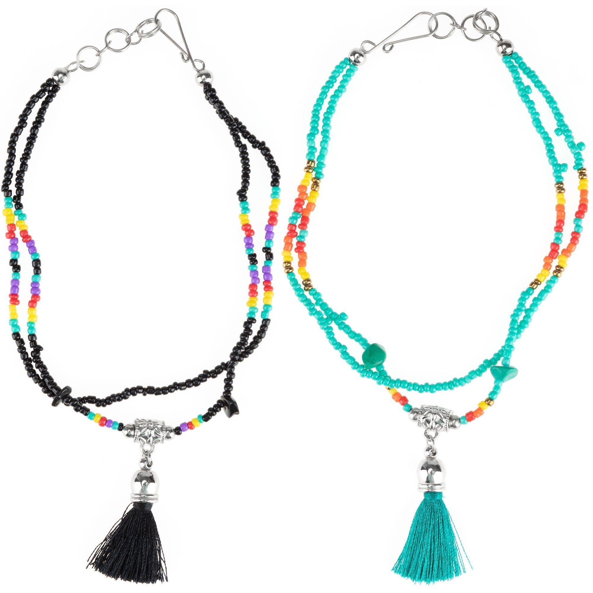 Peruvian Hand Beaded Tassel Anklet Anklets - Fashion La Vie Bien Peruvian Hand Beaded Tassel Anklet