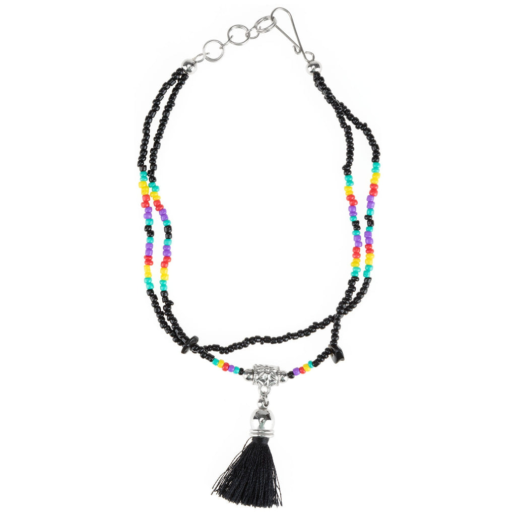 Peruvian Hand Beaded Tassel Anklet Anklets - Fashion La Vie Bien Peruvian Hand Beaded Tassel Anklet