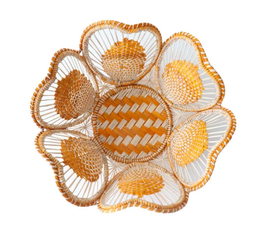 10" Floral Handwoven Iraca Bread Basket