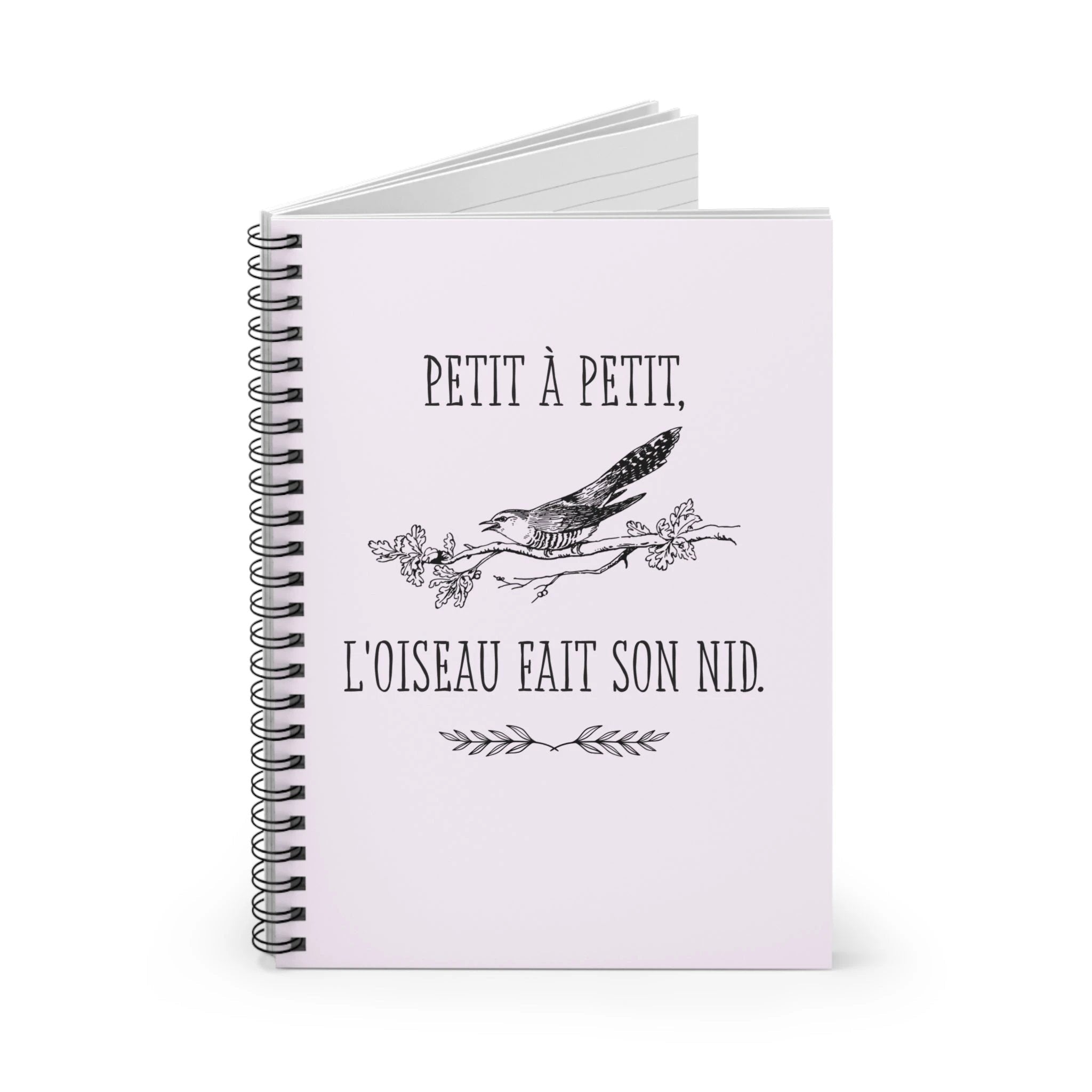 Petit à Petit French Quote bird spiral notebook | Ruled Journal by Printify