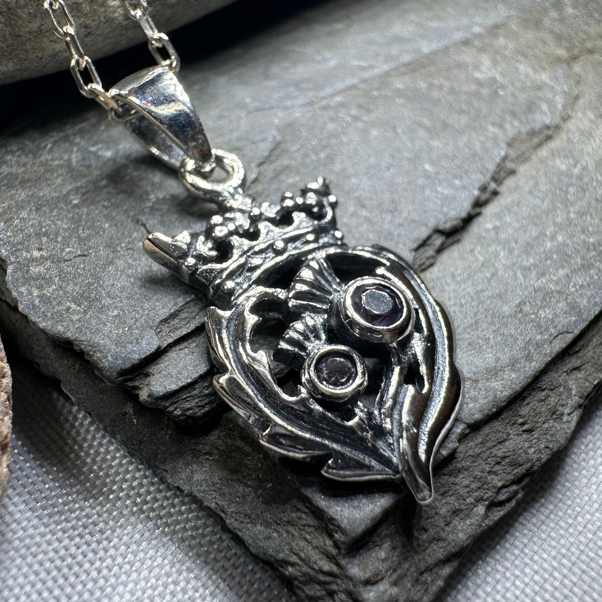 Petite Amethyst Scottish Luckenbooth Necklace Pendant La Vie Bien Petite Amethyst Scottish Luckenbooth Necklace