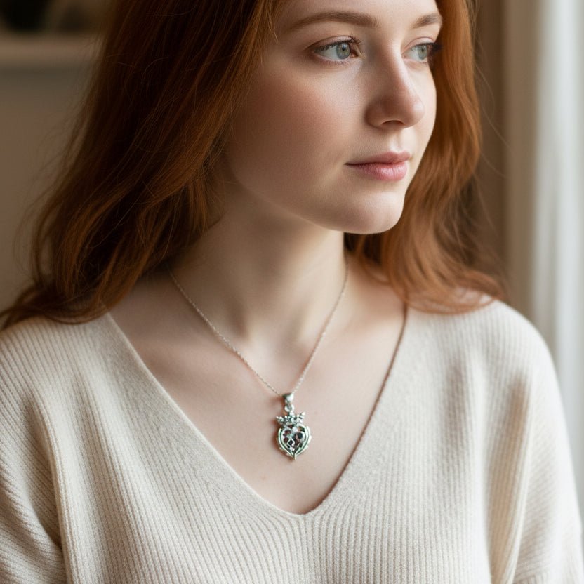 Petite Amethyst Scottish Luckenbooth Necklace Pendant La Vie Bien Petite Amethyst Scottish Luckenbooth Necklace