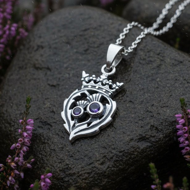 Petite Amethyst Scottish Luckenbooth Necklace Pendant La Vie Bien Petite Amethyst Scottish Luckenbooth Necklace