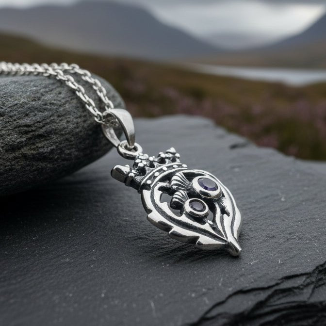 Petite Amethyst Scottish Luckenbooth Necklace Pendant La Vie Bien Petite Amethyst Scottish Luckenbooth Necklace