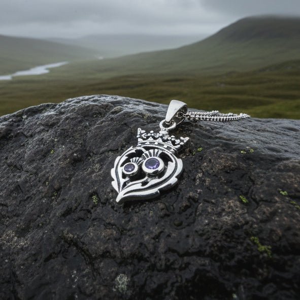 Petite Amethyst Scottish Luckenbooth Necklace Pendant La Vie Bien Petite Amethyst Scottish Luckenbooth Necklace