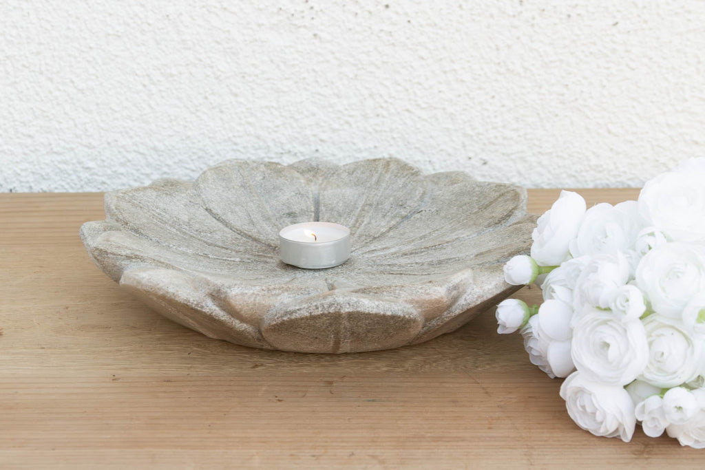 Petite Grey Stone Lotus Flower (Trade) Bowl La Vie Bien Petite Grey Stone Lotus Flower (Trade)