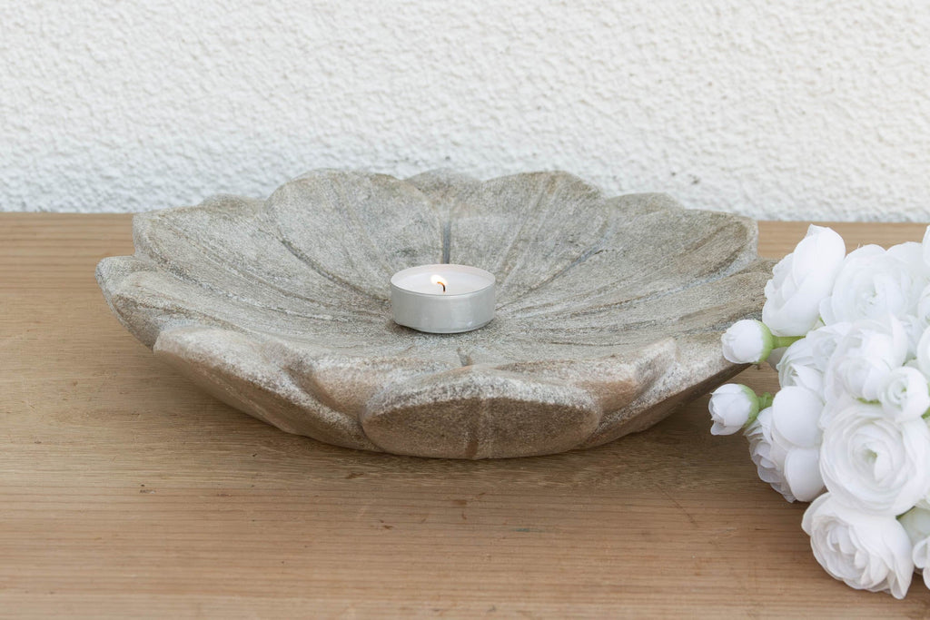 Petite Grey Stone Lotus Flower (Trade) Bowl La Vie Bien Petite Grey Stone Lotus Flower (Trade)
