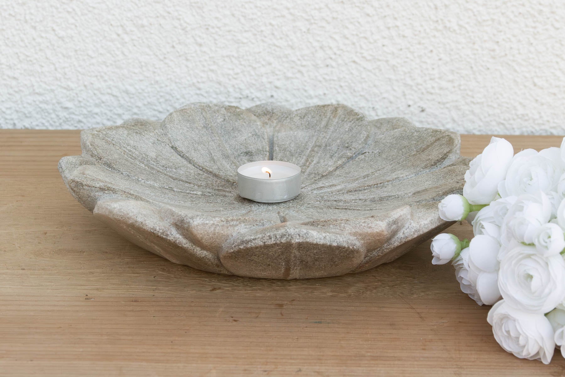 Petite Grey Stone Lotus Flower (Trade) Bowl La Vie Bien Petite Grey Stone Lotus Flower (Trade)