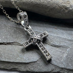 Petite Marcasite Cross Necklace Pendant La Vie Bien Petite Marcasite Cross Necklace