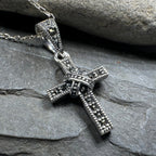 Petite Marcasite Cross Necklace Pendant La Vie Bien Petite Marcasite Cross Necklace