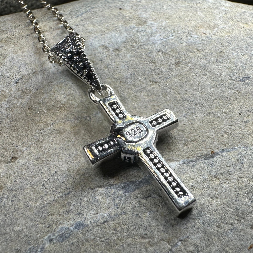 Petite Marcasite Cross Necklace Pendant La Vie Bien Petite Marcasite Cross Necklace