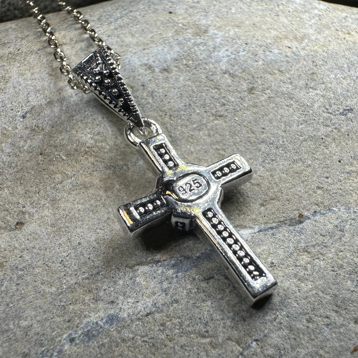 Petite Marcasite Cross Necklace Pendant La Vie Bien Petite Marcasite Cross Necklace