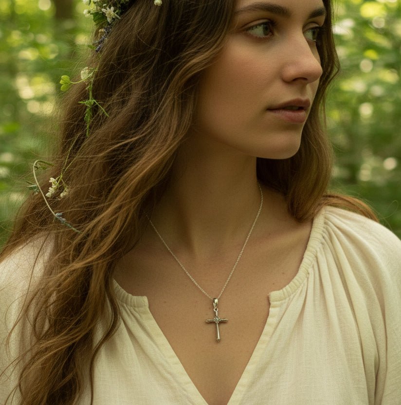 Petite Simplicity Marcasite Cross Necklace in Sterling Silver Pendant La Vie Bien Petite Simplicity Marcasite Cross Necklace in Sterling Silver